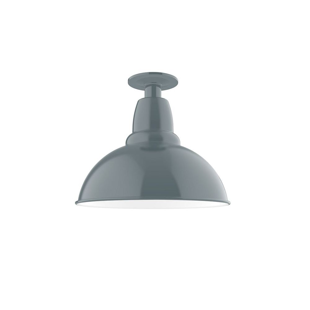 Montclair Lightworks FMB106-40-G05 12" Cafe Flush Mount Light With Clear Glass And Cast Guard In Slate Gray